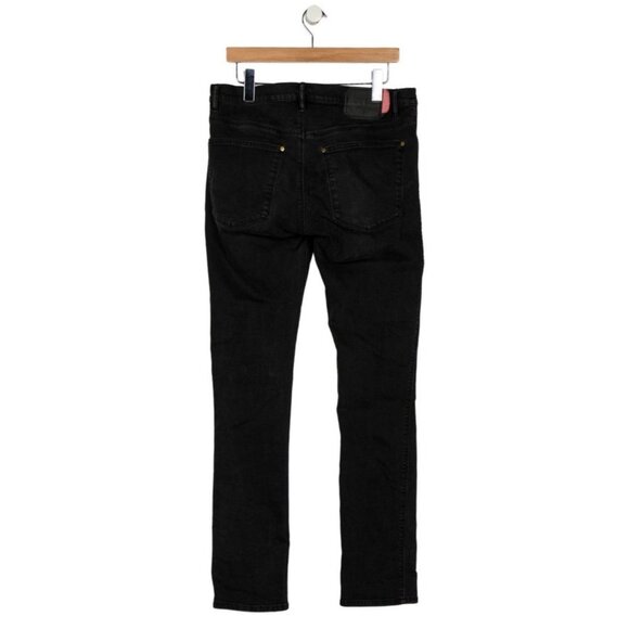 Acne Studios Bla Konst Solid Black Charcoal Straight Slim Jeans Denim 32 X 33 - Picture 2 of 6